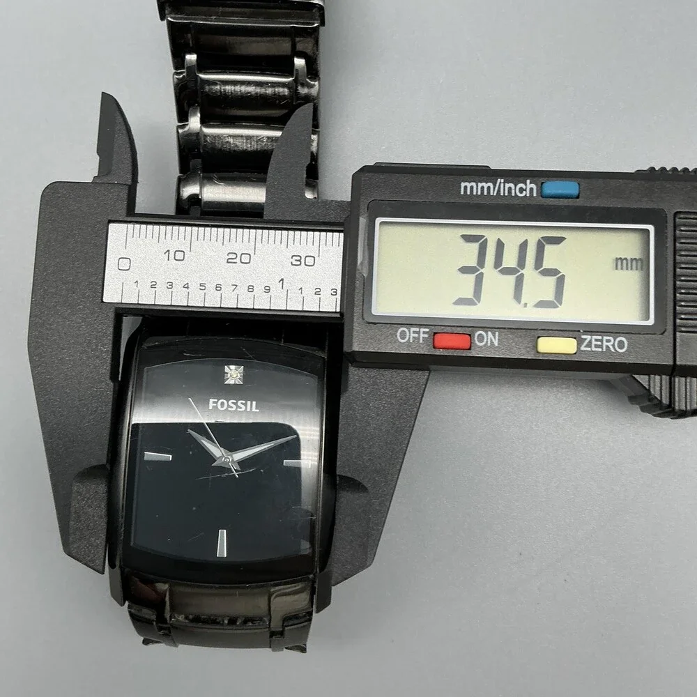 Fossil FS4159 Mens Watch 35mm Black Stainless Bracelet New Battery 6.5